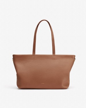 Bolso Tote Cuyana Small Easy Cremallera Mujer Marrones | AQA4372GR