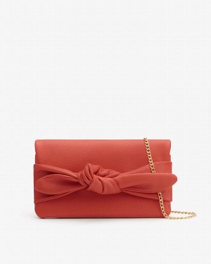 Bolso de Mano Cuyana Bow Mujer Coral Oscuro | XZR2115JR