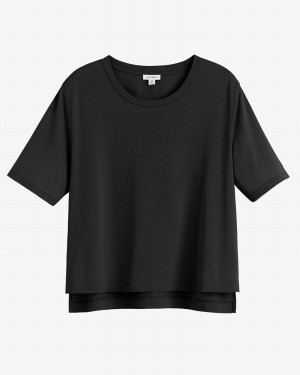 Camiseta Cuyana Pima Cropped Tee Mujer Negras | UDX6822QZ