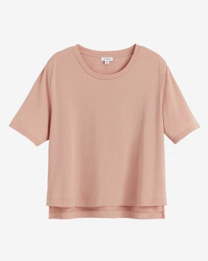 Camiseta Cuyana Pima Cropped Tee Mujer Rosas | EHY5438FW