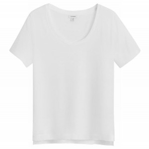 Camiseta Cuyana Pima Scoop Neck Tee Mujer Blancas | CCG924ED