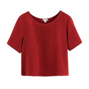 Camiseta Cuyana Silk Cropped Crewneck Tee Mujer Rojas | NEH1815EF