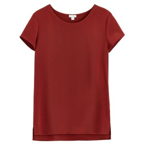 Camiseta Cuyana Silk High-Low Tee Mujer Rojas Oscuro | WQN5361XK