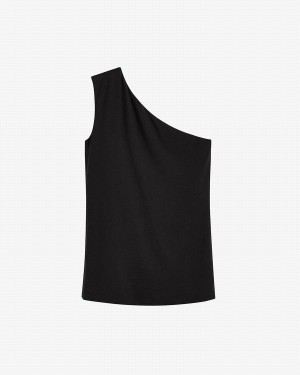 Camiseta Tirantes Cuyana One Shoulder Top Mujer Negras | HQH8022FB