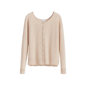 Cárdigan Cuyana Single-Origin Cashmere Mujer Beige | BJS5072MN