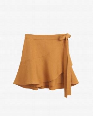 Falda Cuyana Linen Wrap Mini Mujer Naranjas | DAM9815HZ