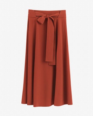 Falda Cuyana Silk Belted Midi Mujer Rojas | WSF144ML