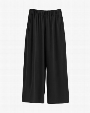 Pantalon Cuyana Washable Silk Anchos-Leg Cropped Mujer Negras | DVT2058ID