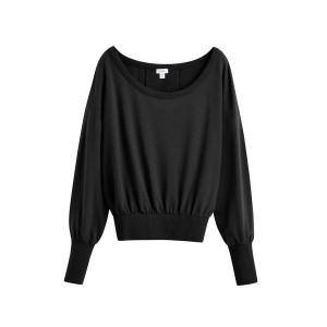 Sudaderas Cuyana French Terry Boatneck Mujer Negras | TEW1481YN