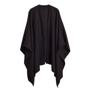 Suéteres Cuyana Baby Alpaca Square Edge Cape Mujer Negras | MWY9735HE