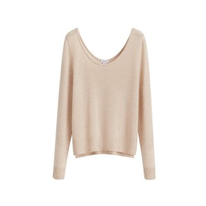 Suéteres Cuyana Single-Origin Cashmere Scoop Neck Mujer Beige | ZIL8581YN