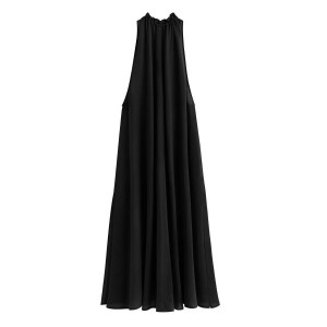 Vestido Cuyana Gathered-Neck Maxi Cover Up Mujer Negras | HVT889YF