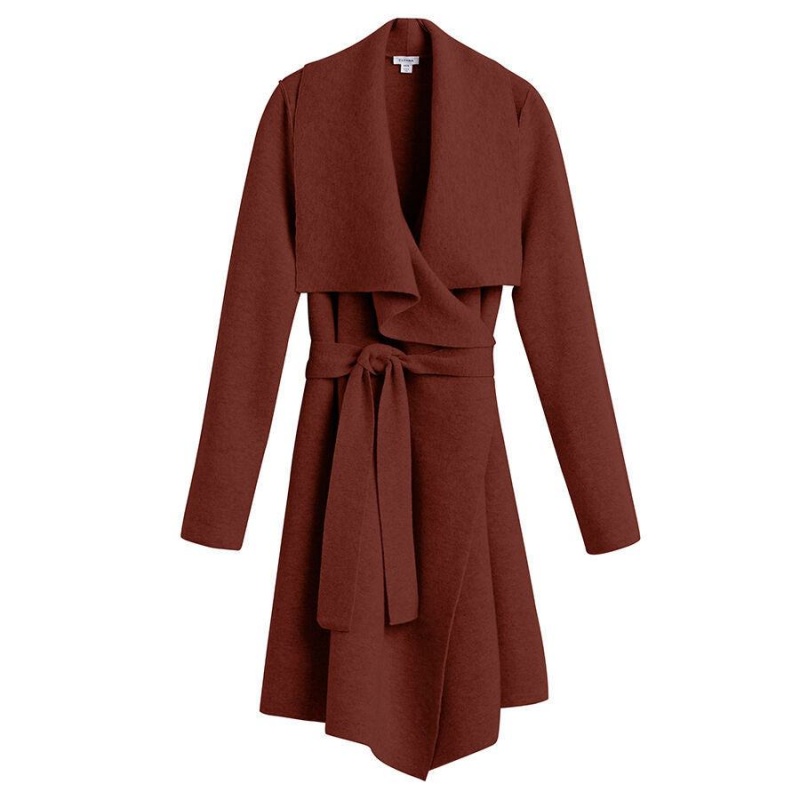 Abrigos Cuyana Lana Cashmere Corta Wrap Mujer Rojas | KYU5121QQ