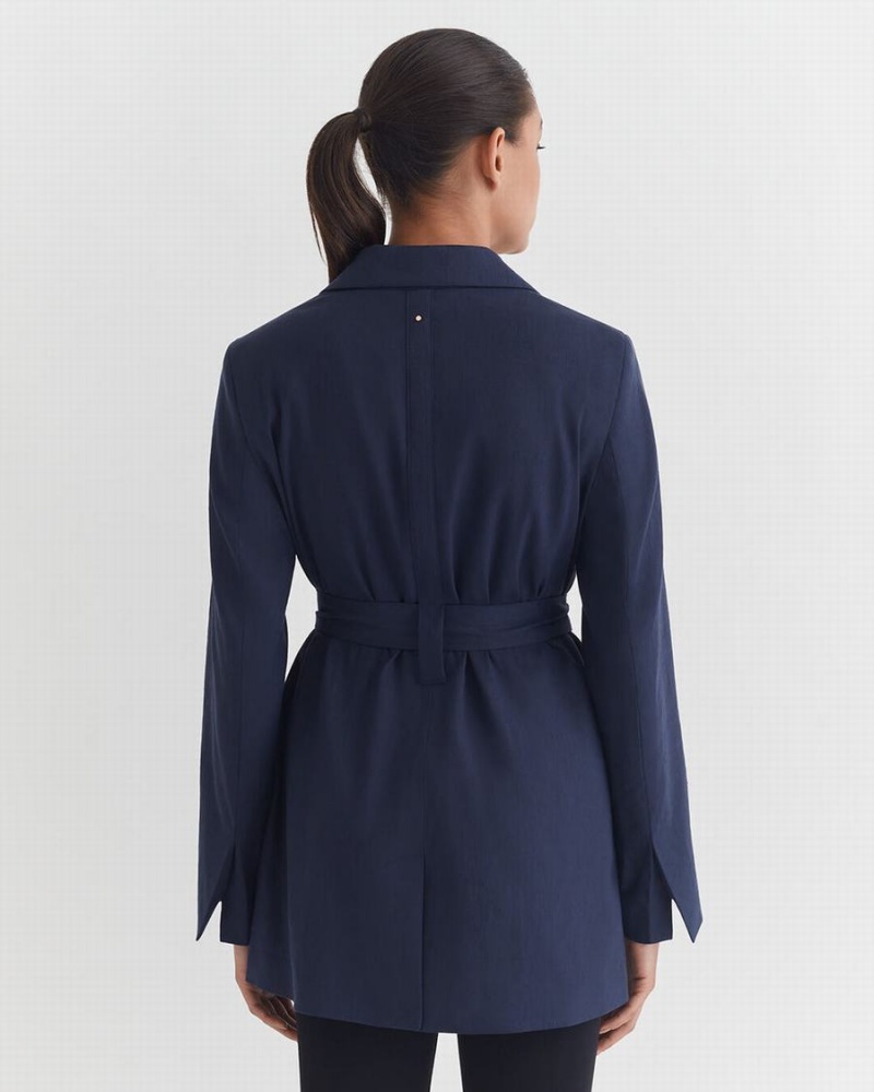 Blazers Cuyana Linen Relaxed Mujer Azul Marino | QKM7891JC