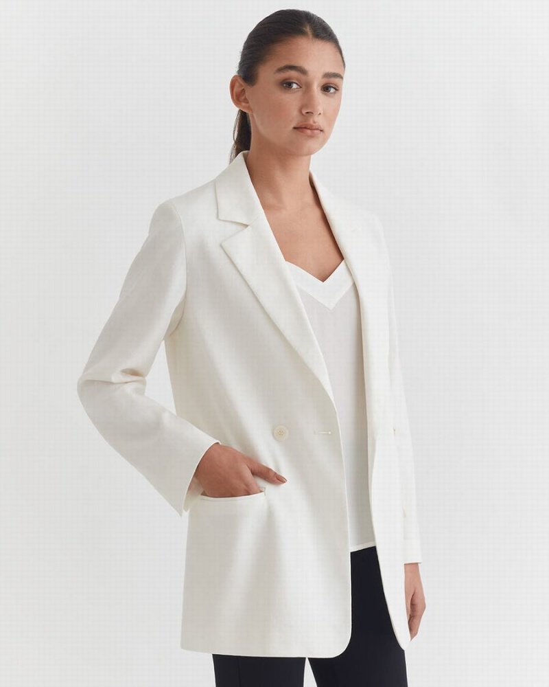 Blazers Cuyana Linen Relaxed Mujer Blancas | YPL6671DQ