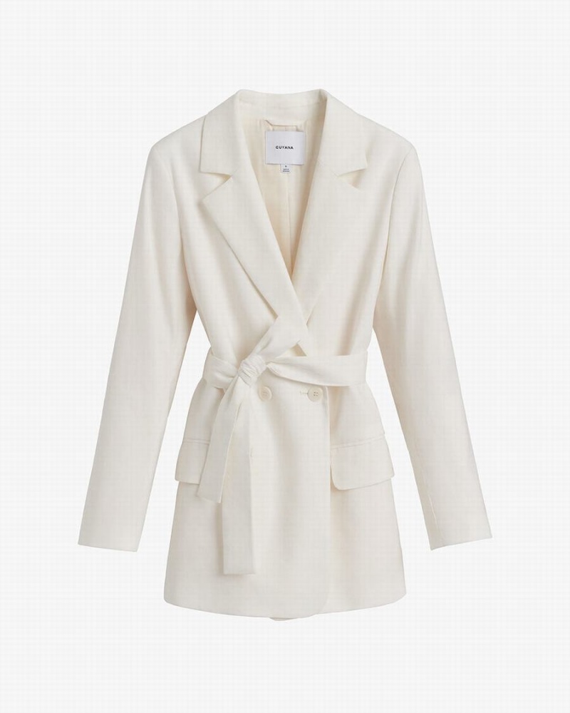 Blazers Cuyana Linen Relaxed Mujer Blancas | YPL6671DQ