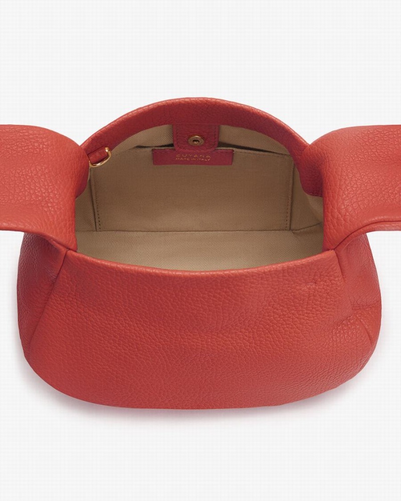 Bolsa De Hombro Cuyana Mini Bow Mujer Coral Oscuro | ATH4417MO