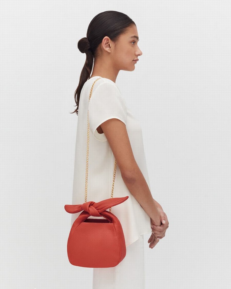 Bolsa De Hombro Cuyana Mini Bow Mujer Coral Oscuro | ATH4417MO