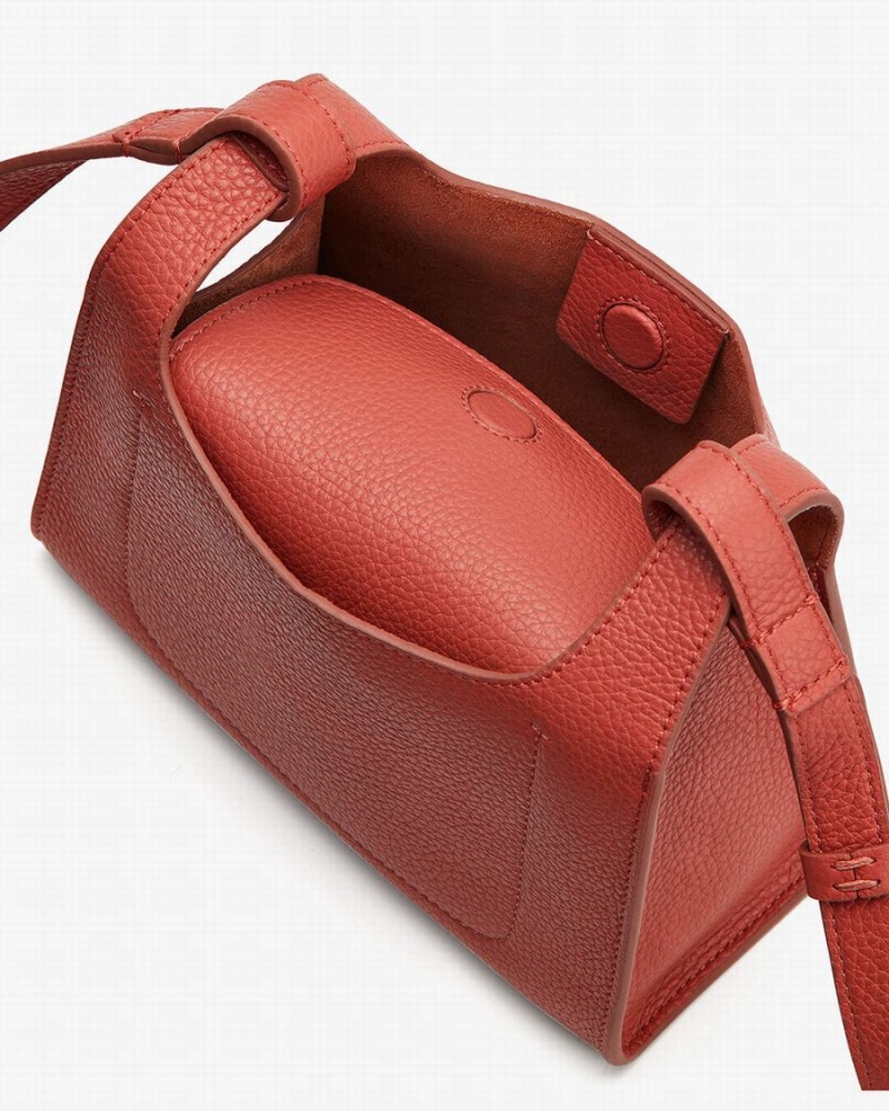 Bolsa De Hombro Cuyana Mini Double Loop Mujer Coral Oscuro | BIO9146YE