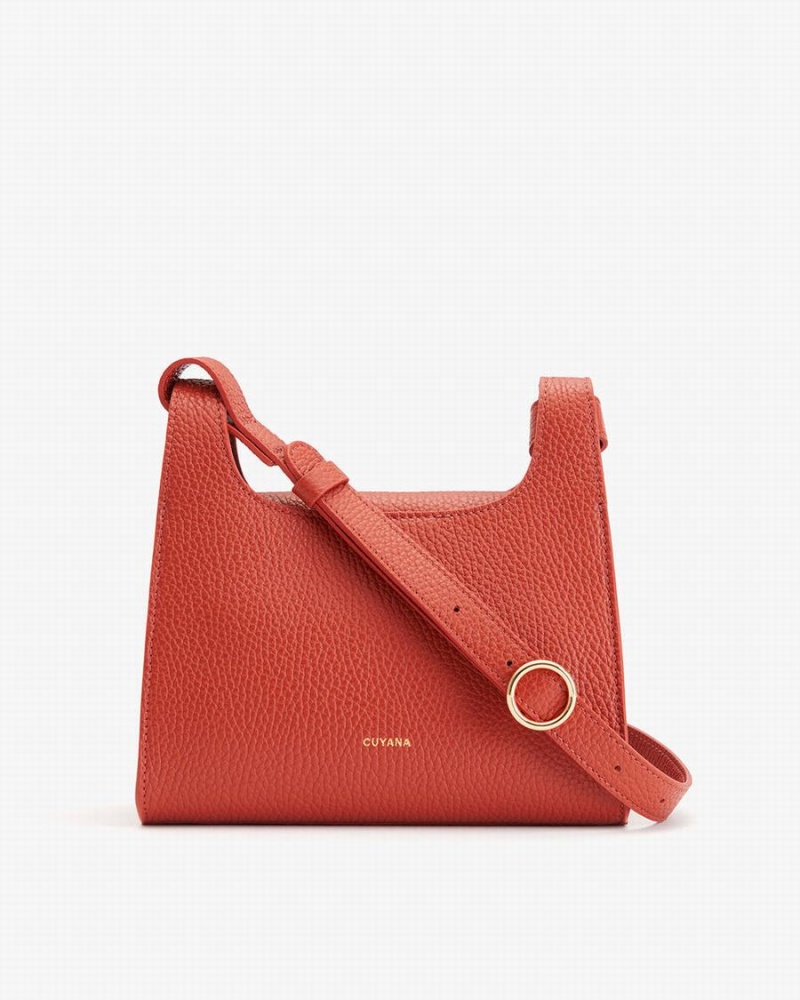 Bolsa De Hombro Cuyana Mini Double Loop Mujer Coral Oscuro | BIO9146YE