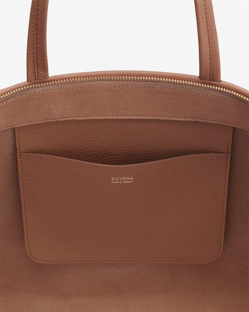 Bolso Tote Cuyana Altas Easy Cremallera Mujer Marrones | SII371ER