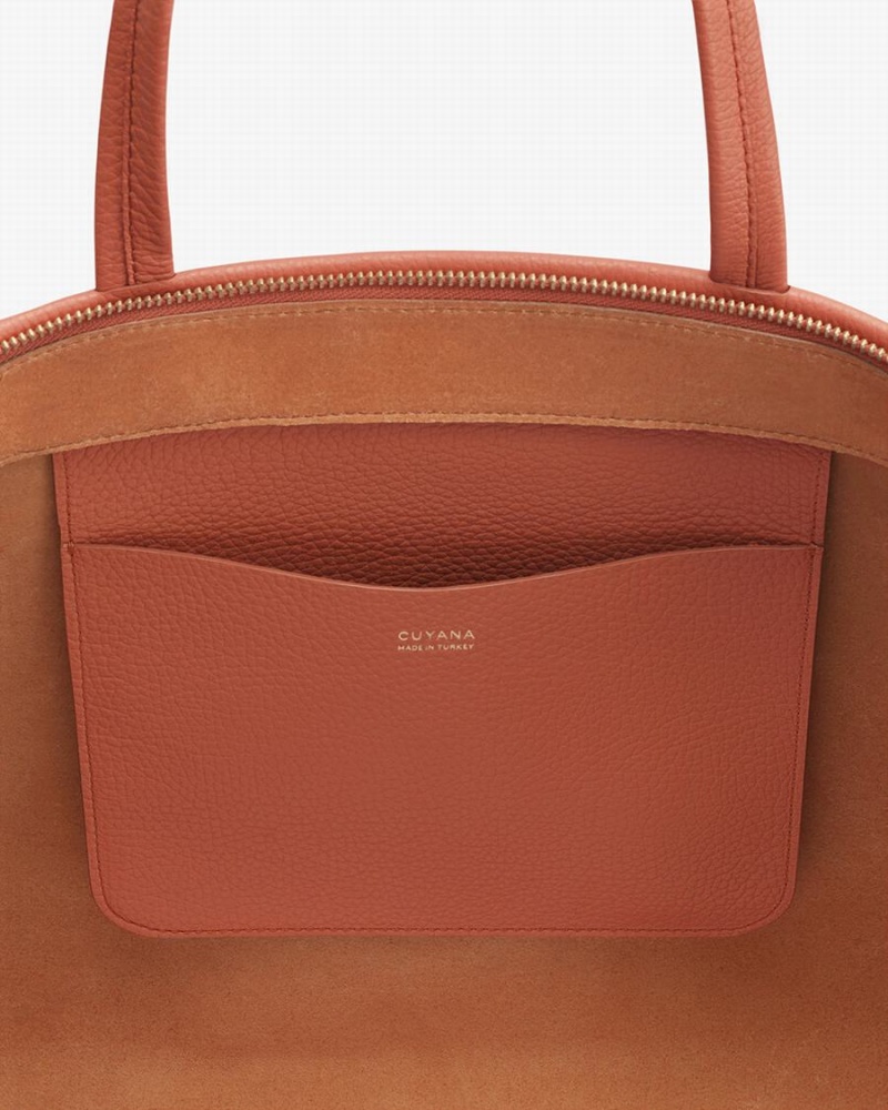 Bolso Tote Cuyana Altas Easy Cremallera Mujer Rojas Marrones | PMS142FU