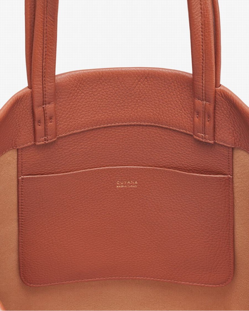 Bolso Tote Cuyana Altas Easy Mujer Rojas Marrones | JUQ5597JN