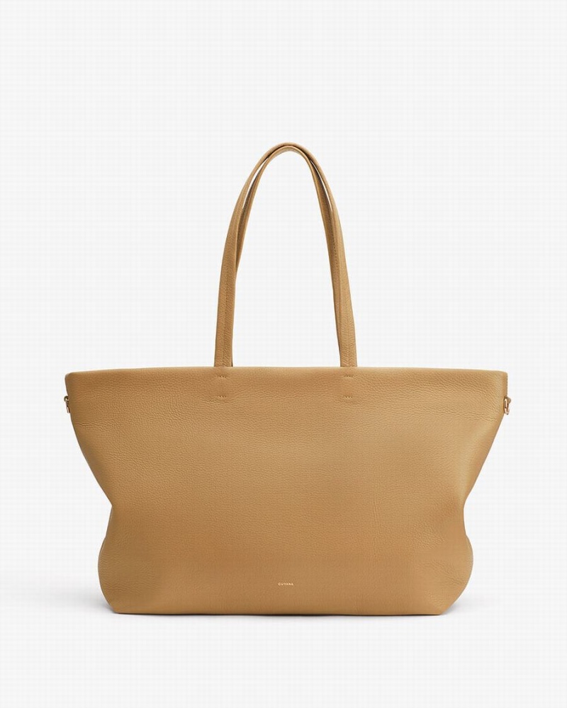 Bolso Tote Cuyana Classic Easy Cremallera Mujer Amarillo Marrones | HEK1525UT