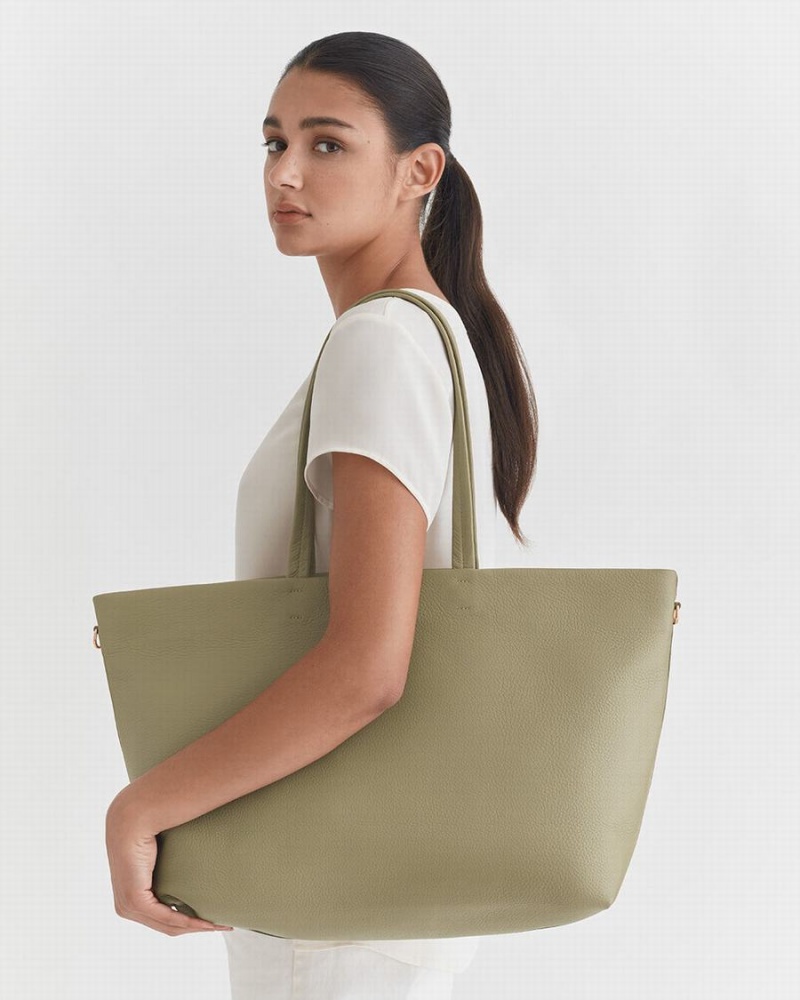 Bolso Tote Cuyana Classic Easy Cremallera Mujer Verde | OOA7530AE