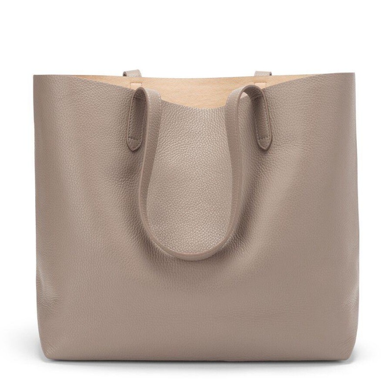 Bolso Tote Cuyana Classic Structured Cuero Mujer Gris Rosas | QUI439IH