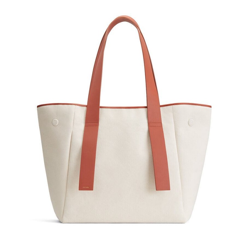 Bolso Tote Cuyana Lona Mujer Beige | WJQ8774IP