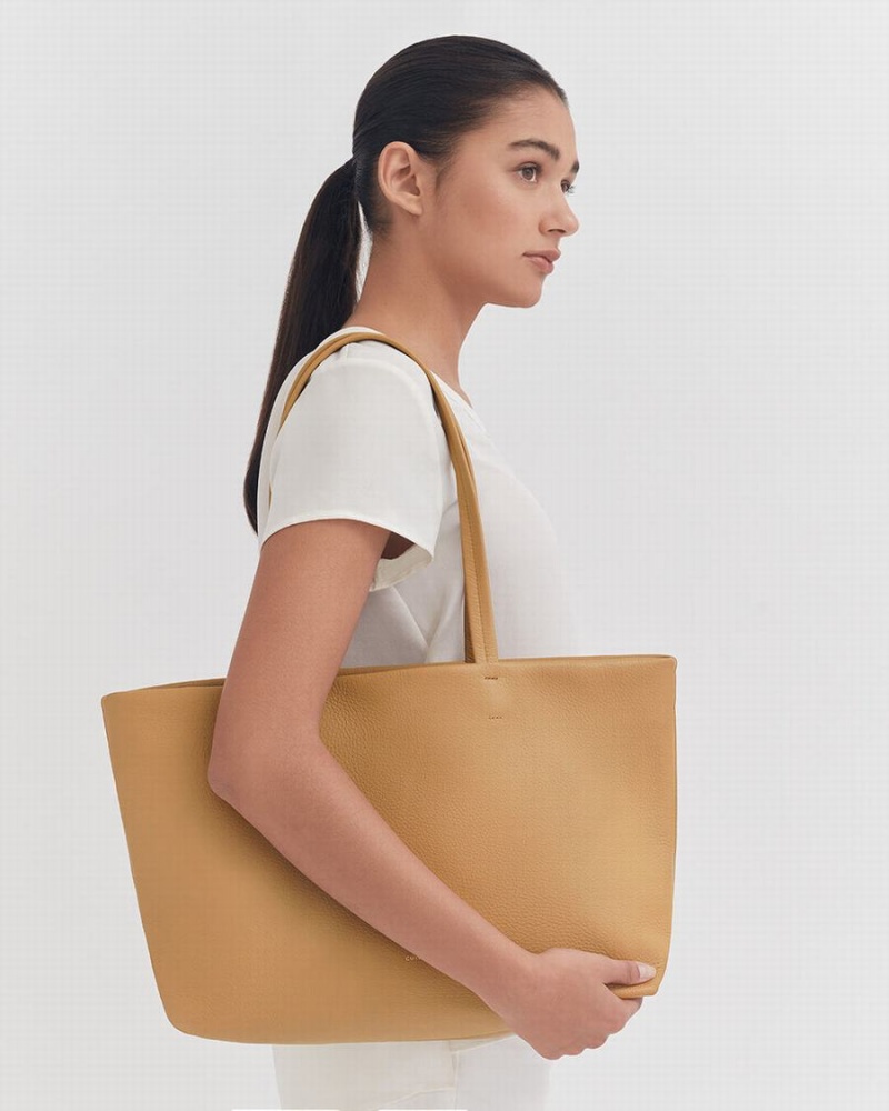 Bolso Tote Cuyana Small Easy Mujer Amarillo Marrones | KHN227FM