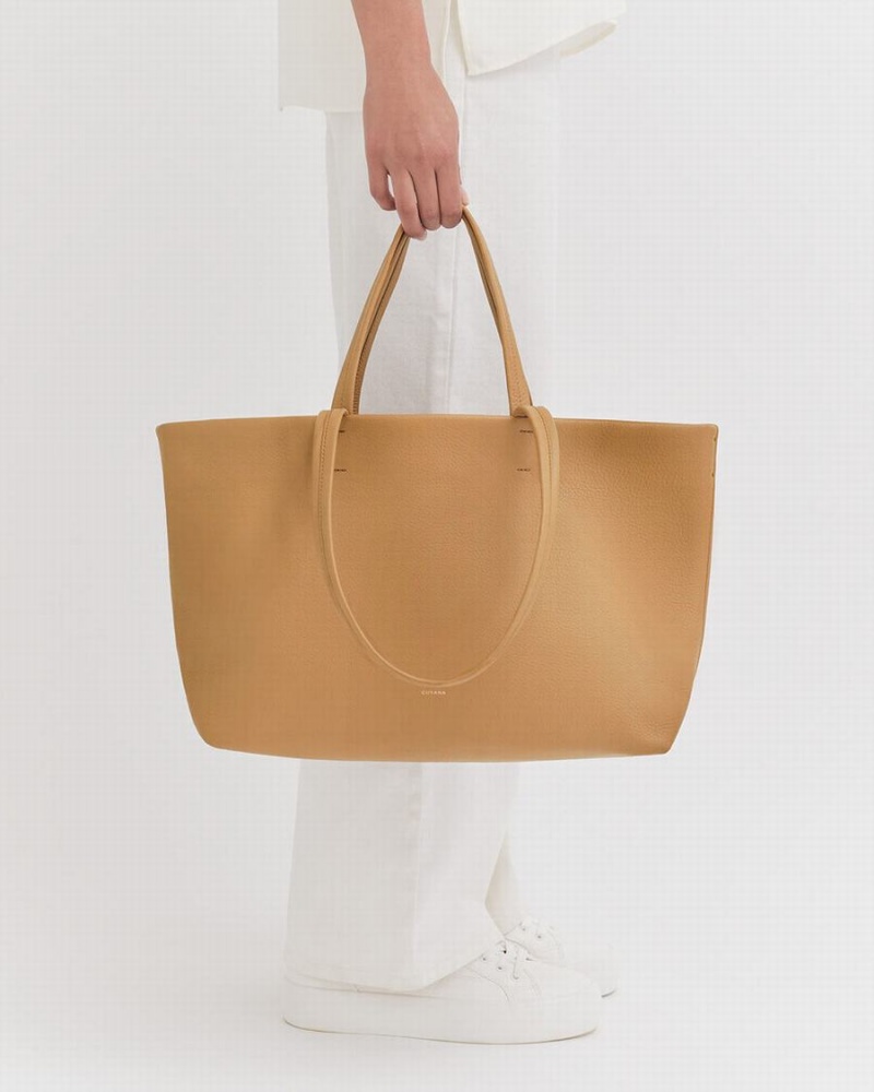 Bolso Tote Cuyana Small Easy Mujer Amarillo Marrones | KHN227FM