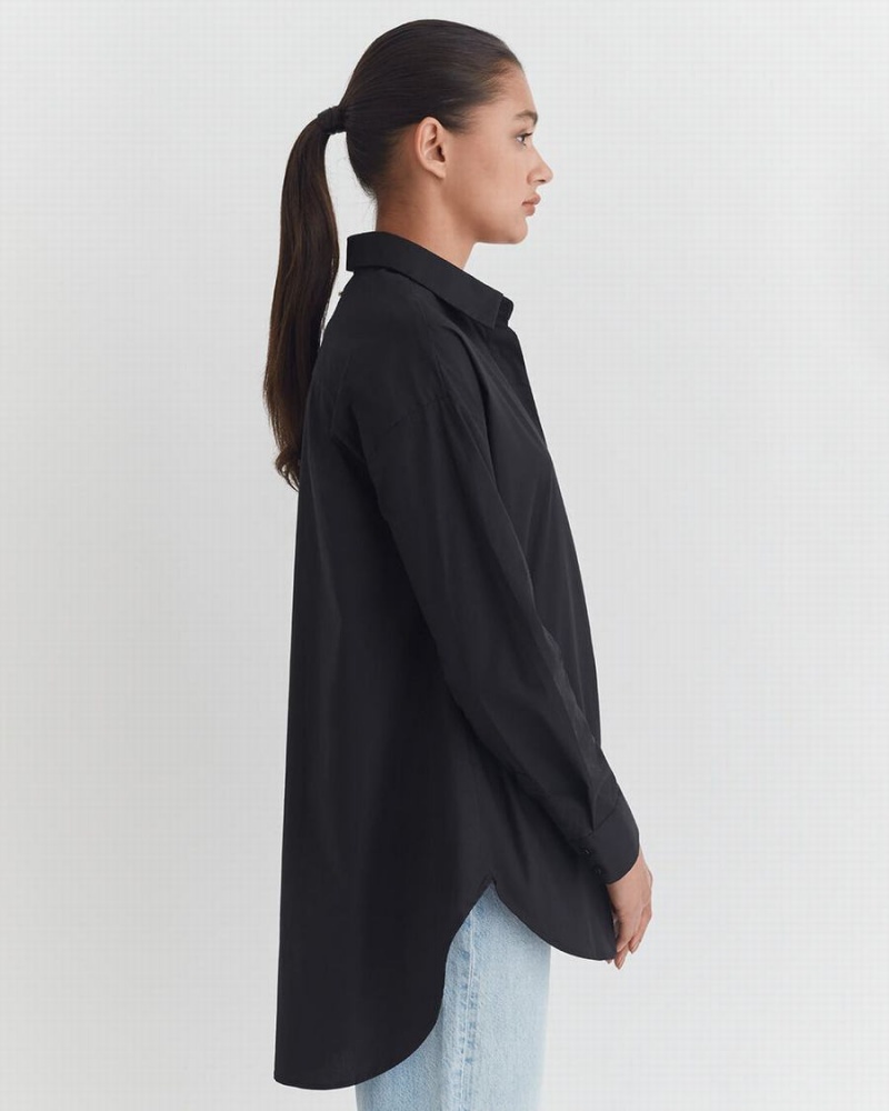 Camisas Cuyana Poplin Oversized Mujer Negras | CVX3541DM