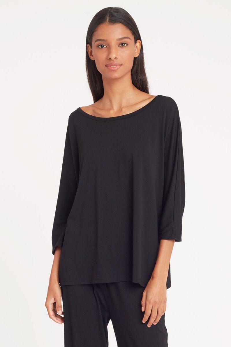 Camiseta Cuyana Organic Pima Drape-Back Mujer Negras | CAR2091QB