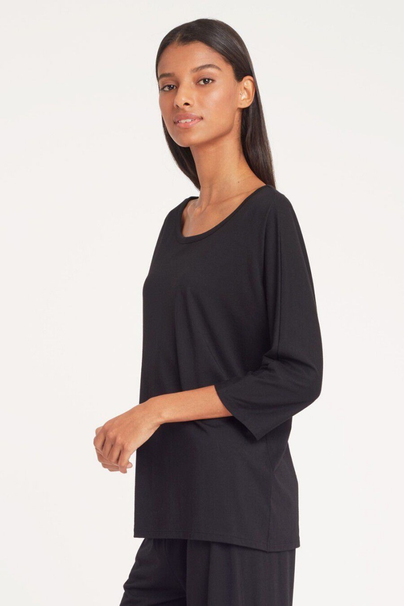 Camiseta Cuyana Organic Pima Drape-Back Mujer Negras | CAR2091QB