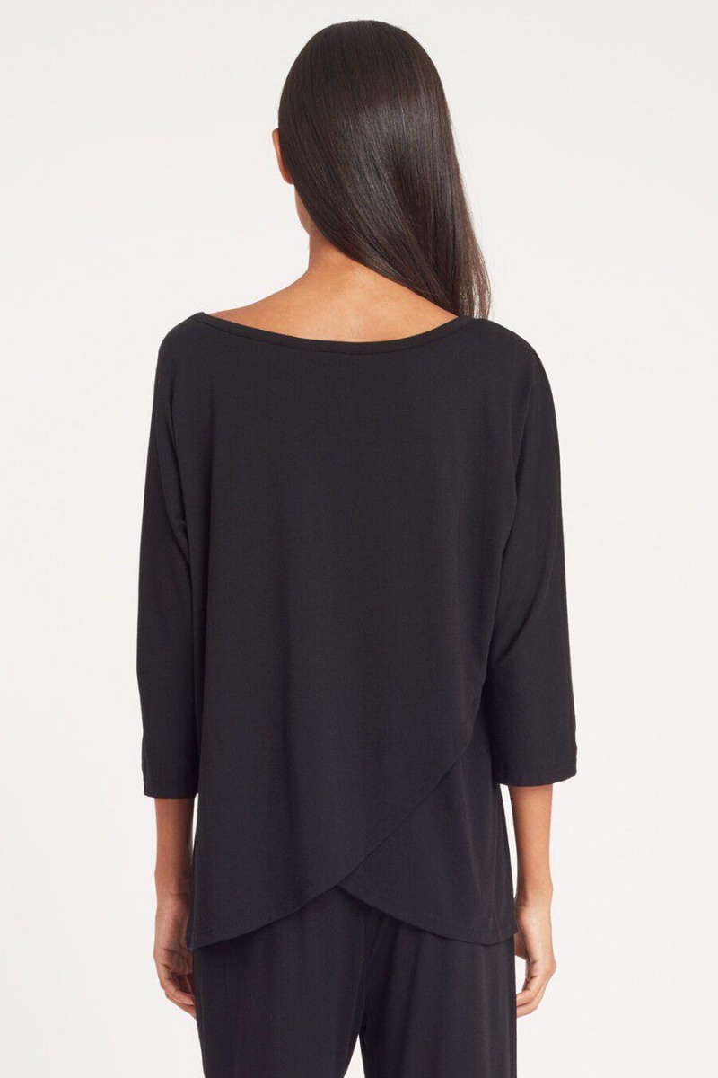 Camiseta Cuyana Organic Pima Drape-Back Mujer Negras | CAR2091QB