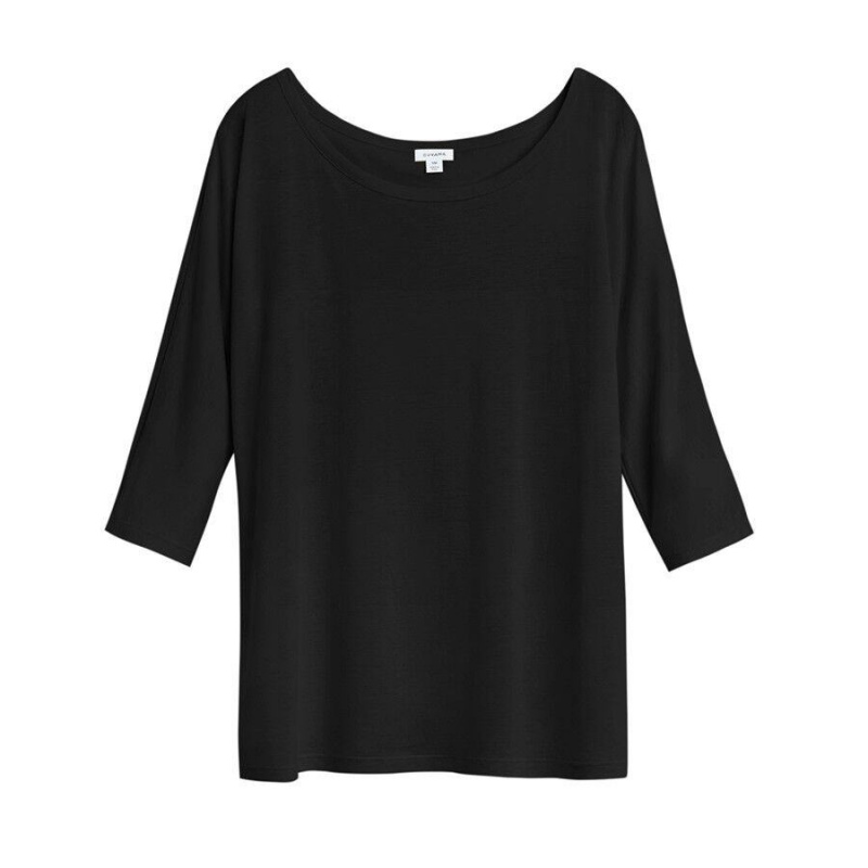 Camiseta Cuyana Organic Pima Drape-Back Mujer Negras | CAR2091QB