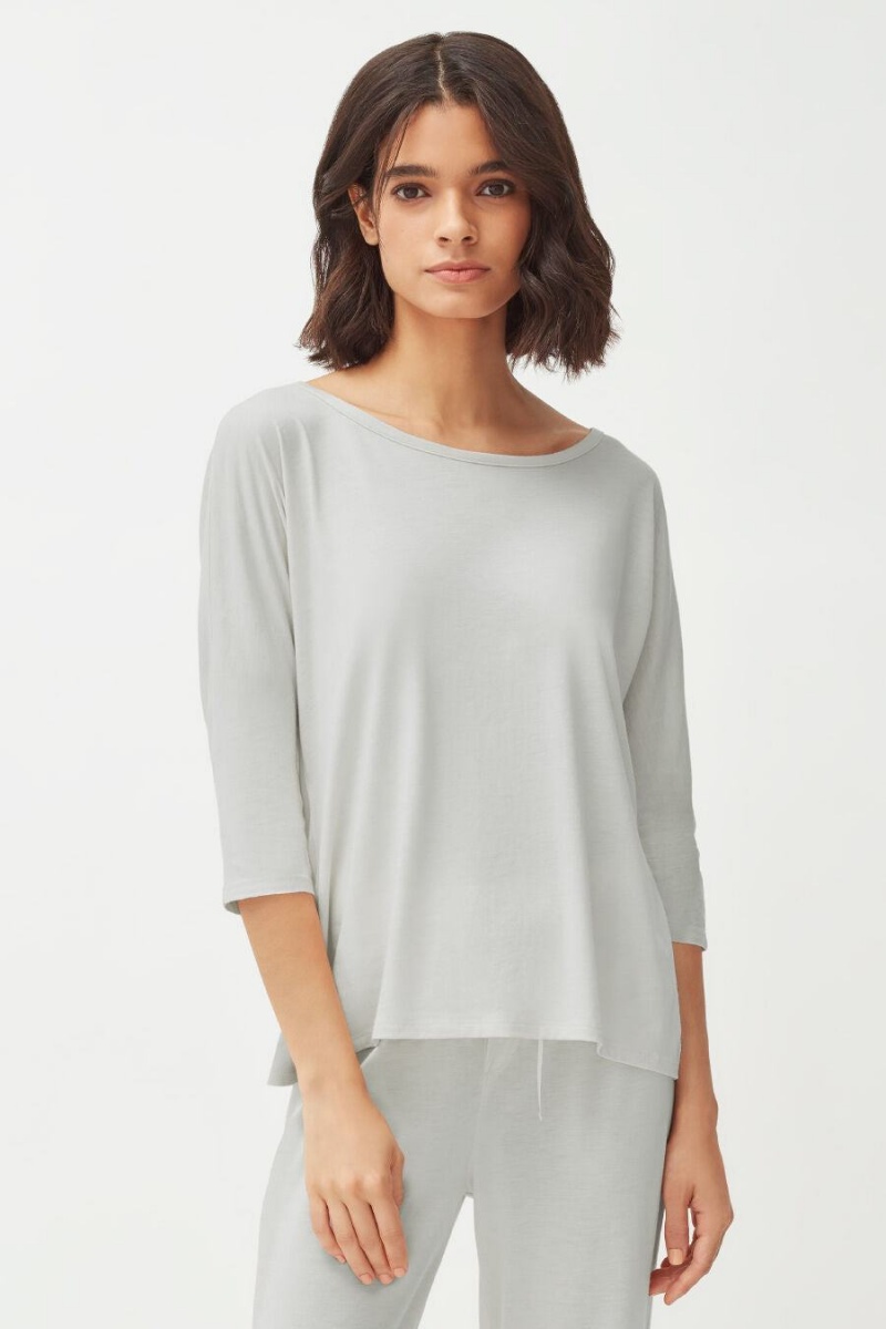 Camiseta Cuyana Organic Pima Drape-Back Mujer Gris | MCQ324EY