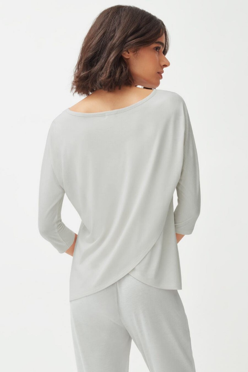 Camiseta Cuyana Organic Pima Drape-Back Mujer Gris | MCQ324EY