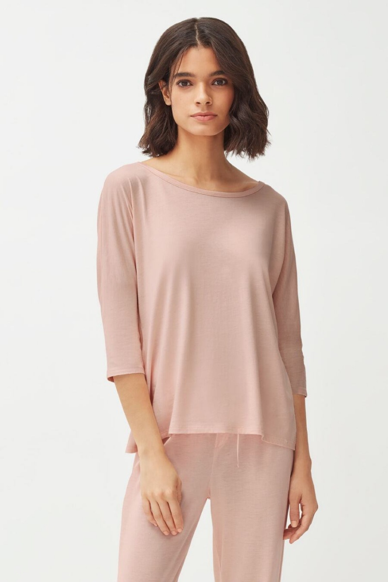 Camiseta Cuyana Organic Pima Drape-Back Mujer Rosas | IDB3638ND