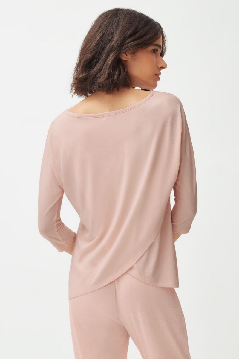 Camiseta Cuyana Organic Pima Drape-Back Mujer Rosas | IDB3638ND