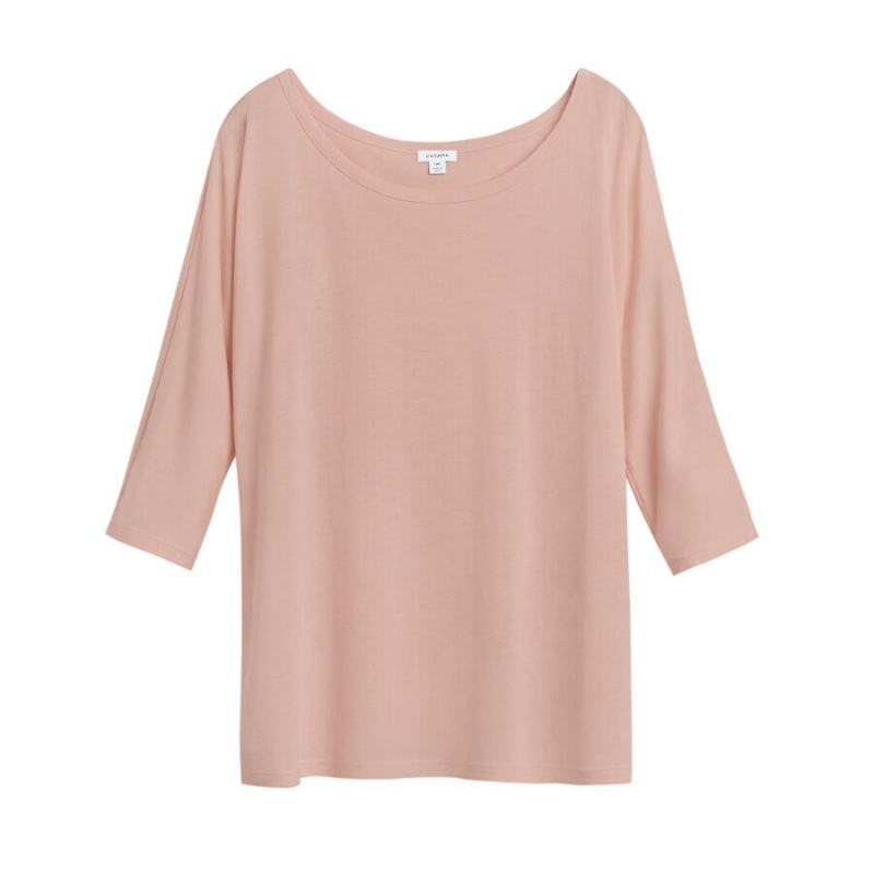 Camiseta Cuyana Organic Pima Drape-Back Mujer Rosas | IDB3638ND