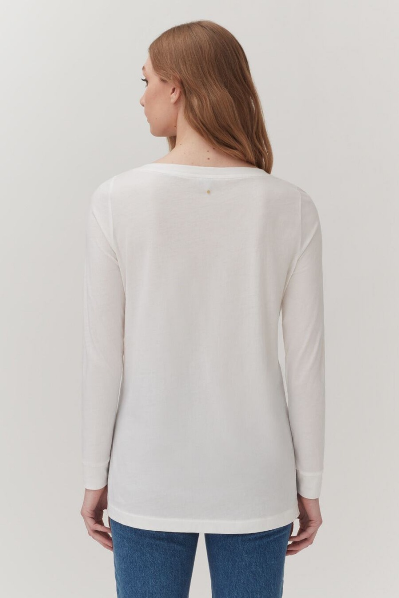 Camiseta Cuyana Pima Boatneck Long Sleeve Tee Mujer Blancas | YHF7859NT