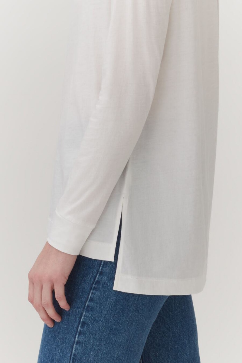 Camiseta Cuyana Pima Boatneck Long Sleeve Tee Mujer Blancas | YHF7859NT