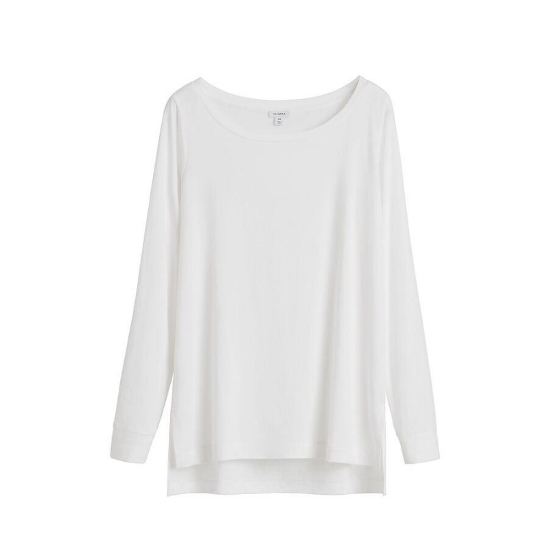 Camiseta Cuyana Pima Boatneck Long Sleeve Tee Mujer Blancas | YHF7859NT