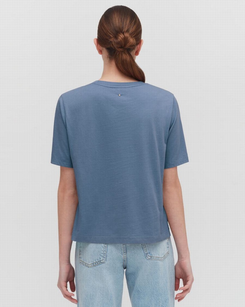 Camiseta Cuyana Pima Cropped Tee Mujer Azules | XXD346RD