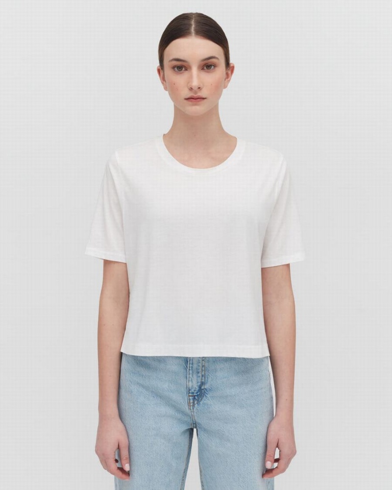 Camiseta Cuyana Pima Cropped Tee Mujer Blancas | UPF648JO