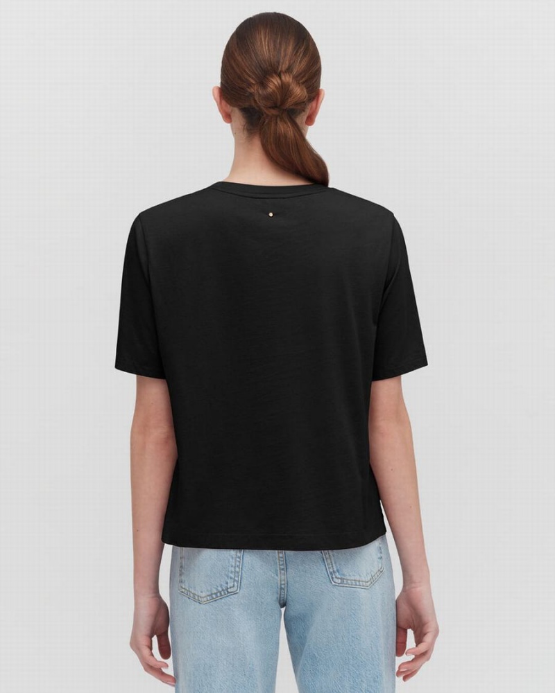 Camiseta Cuyana Pima Cropped Tee Mujer Negras | UDX6822QZ