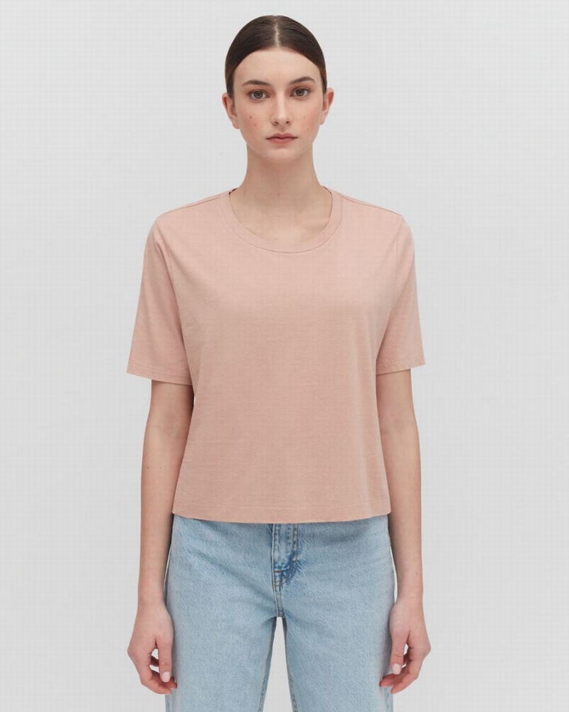 Camiseta Cuyana Pima Cropped Tee Mujer Rosas | EHY5438FW